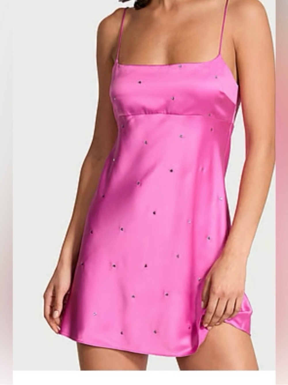 Victoria's Secret Dew Drop Pink Satin Heart Slip Dress